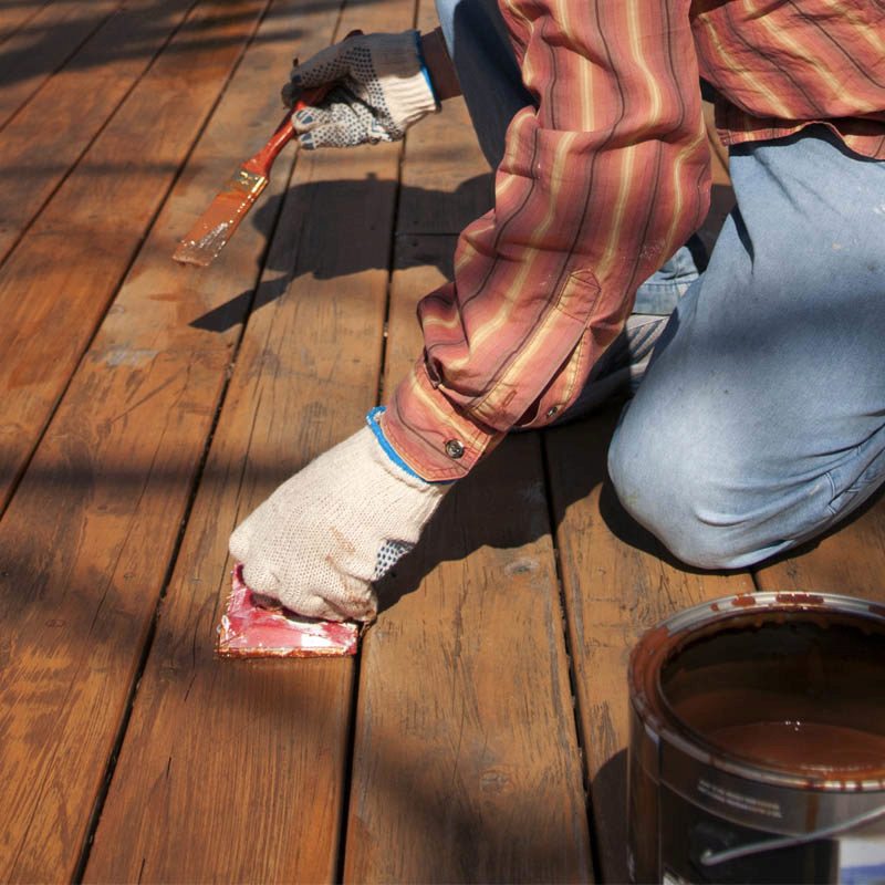 Staining wooden deck