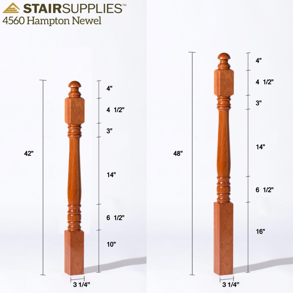 4560 Turned Newel with Dimensions