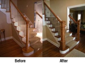 Box Newels and Wrought Iron Balusters