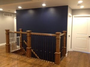 Box Newels & Wrought Iron Balusters