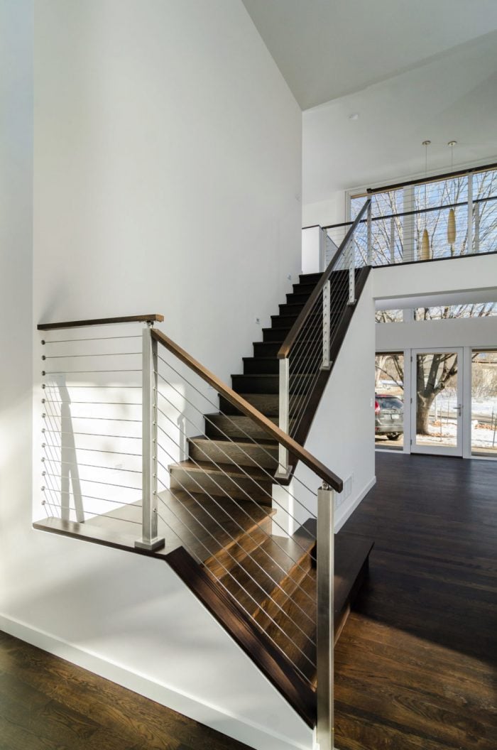 Modern Stairway with Stainless Steel Posts