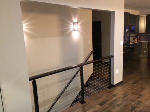 Dark Wood Handrail & Cable Railing