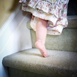 Baby walking up stairs