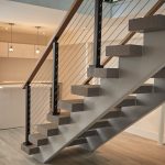 Black Powder Coat Posts with White Oak Handrail