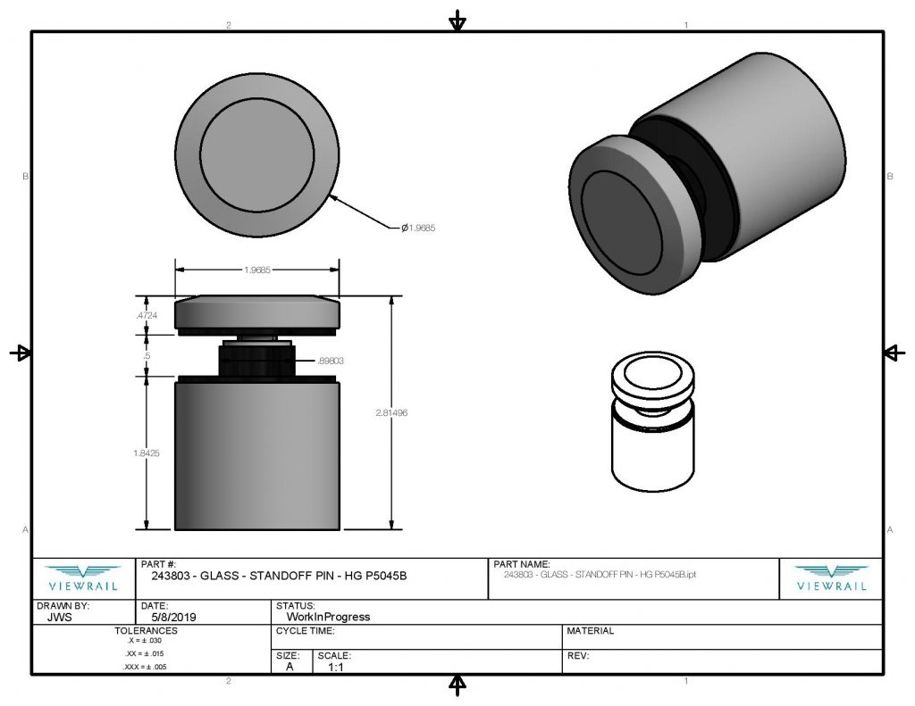 2" Round Standoff Pin StairSupplies™