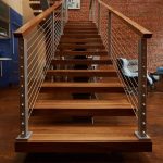 thick maple tread cable rail perspective