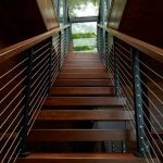 View From Bottom of Floating Stairs with Cable Railing
