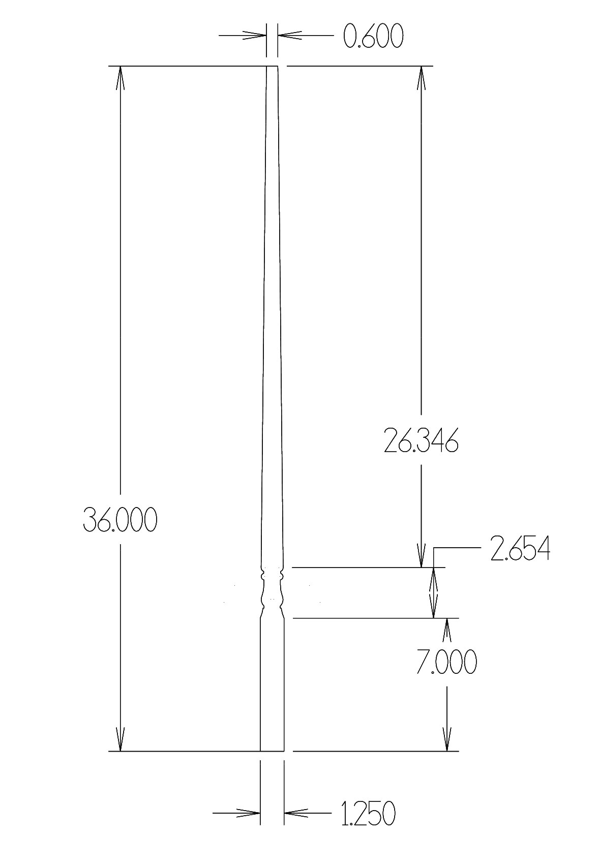 5015 Wood Baluster Dimensions