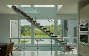 Sppedboat Silver Floating Stair and Glass Railing