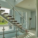 Sppedboat Silver Floating Stair and Glass Railing