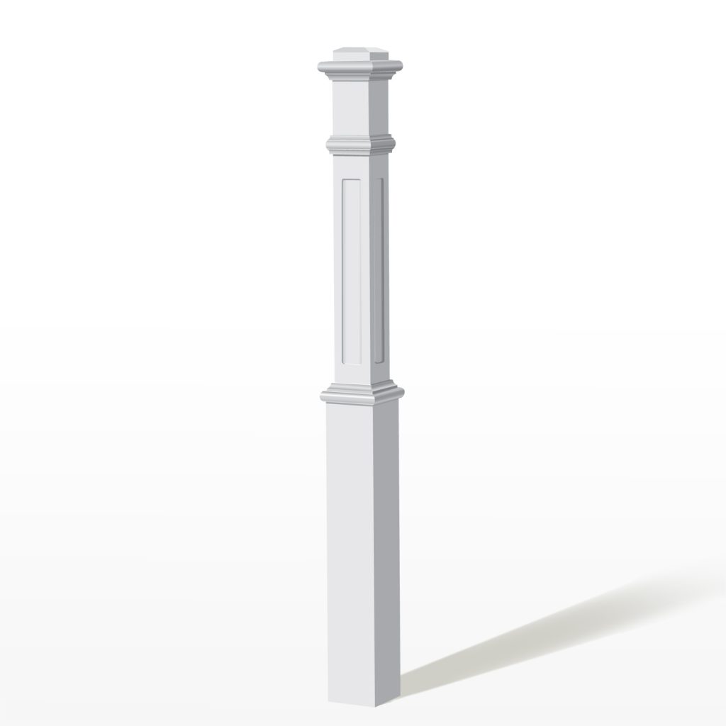 4623 White Paint Recessed Panel Box Newel