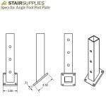 Angle Foot Universal Top Square 2" Cable Railing Post - Image 2