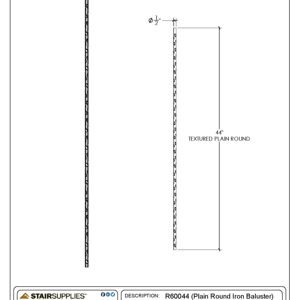 2775 Plain Round Iron Baluster - StairSupplies™